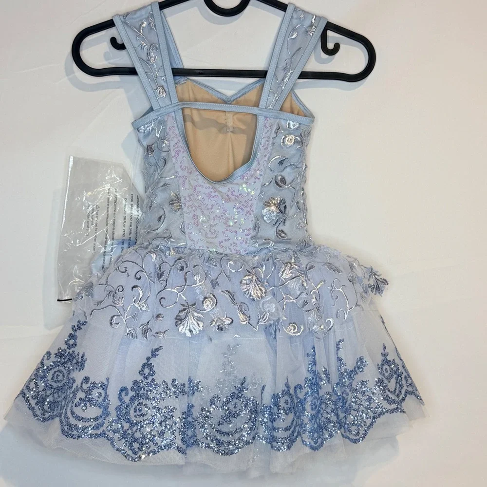 Weissman Kids Light Blue Silver Embroidered Sequin Ballet Tutu Costume SC 64830